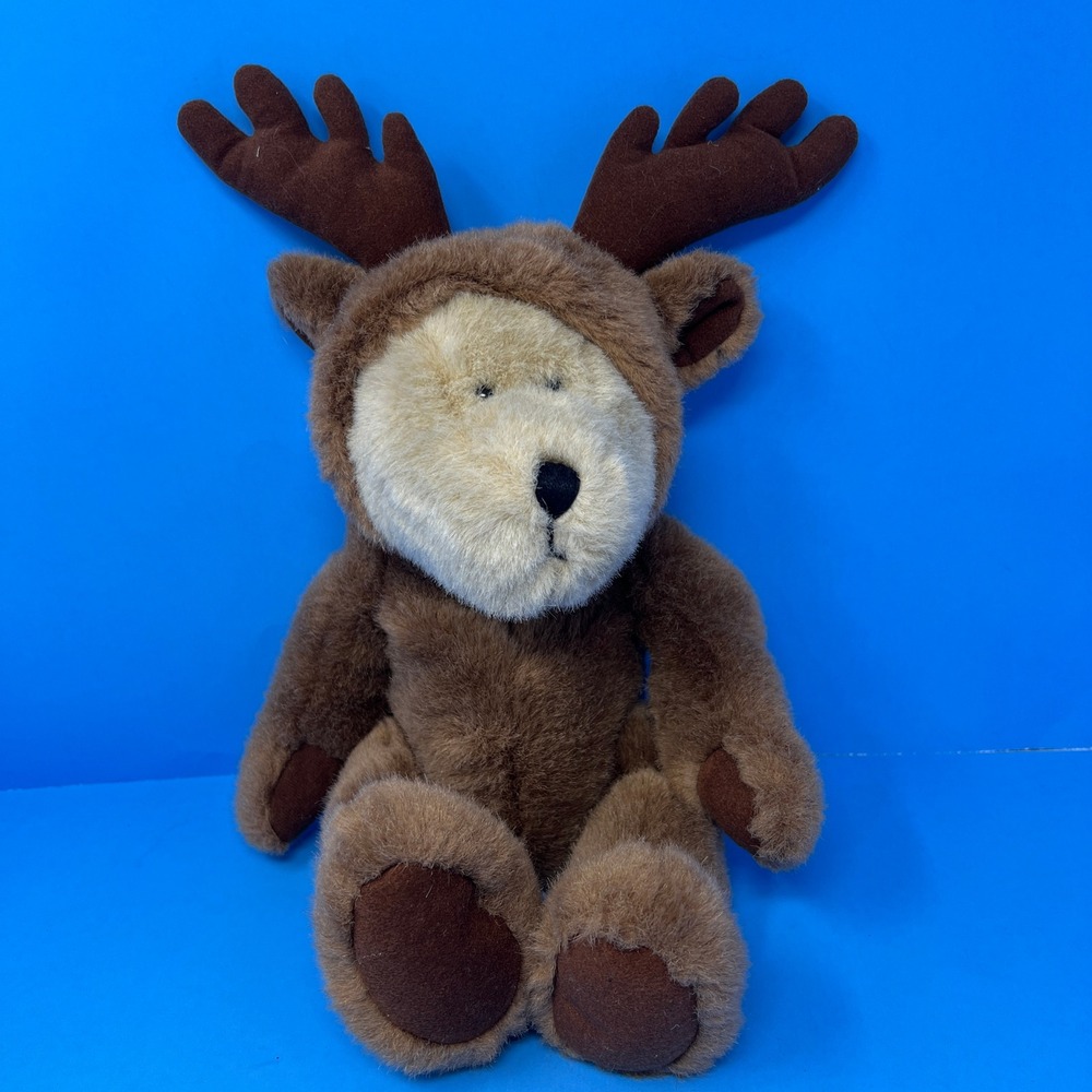GAC Teddy Bear Moose Costume‎ 12 inch Brown Vintage 1998 Stuffed Animal Toy Bean